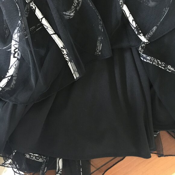 JS Collections Cocktail Dress Floral Accordion Draped Black Midi Dress 18W - Picture 7 of 8